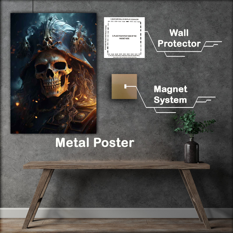 Buy Metal Poster : (The old pirate skull sails the ocean)