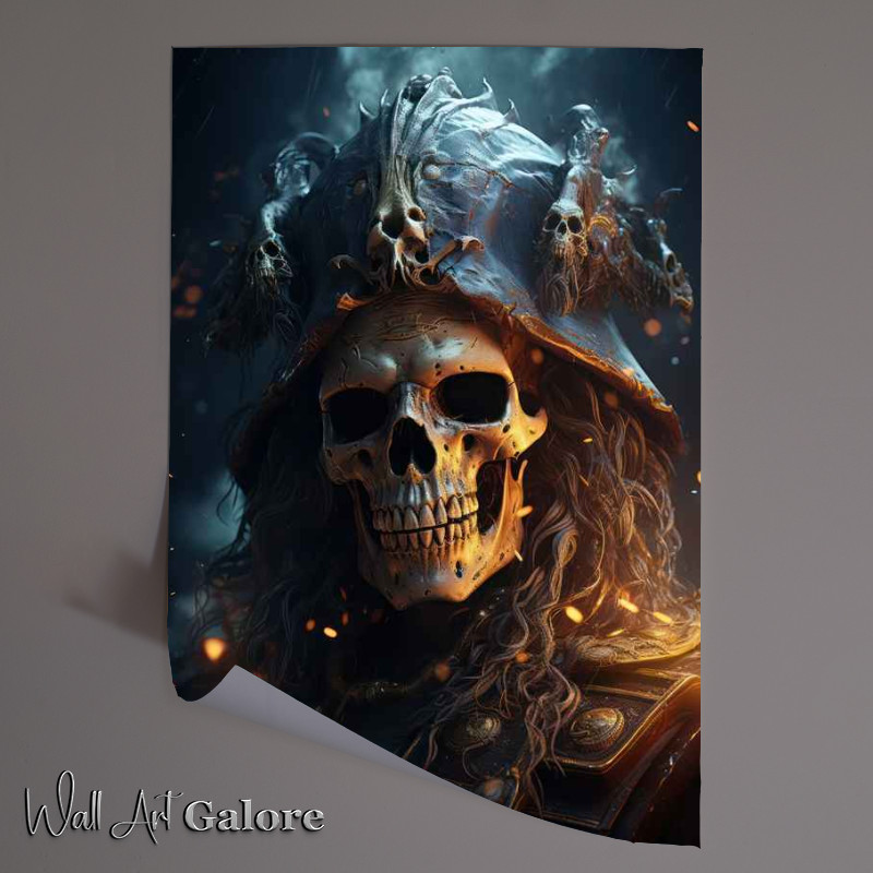 Buy Unframed Poster : (The old pirate skull sails the ocean)