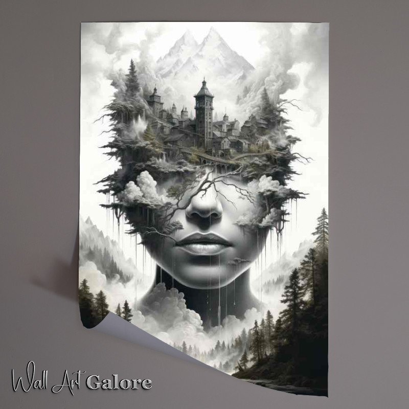 Buy Unframed Poster : (Reflections Double Exposure Natures Mirror And A Womans Head)