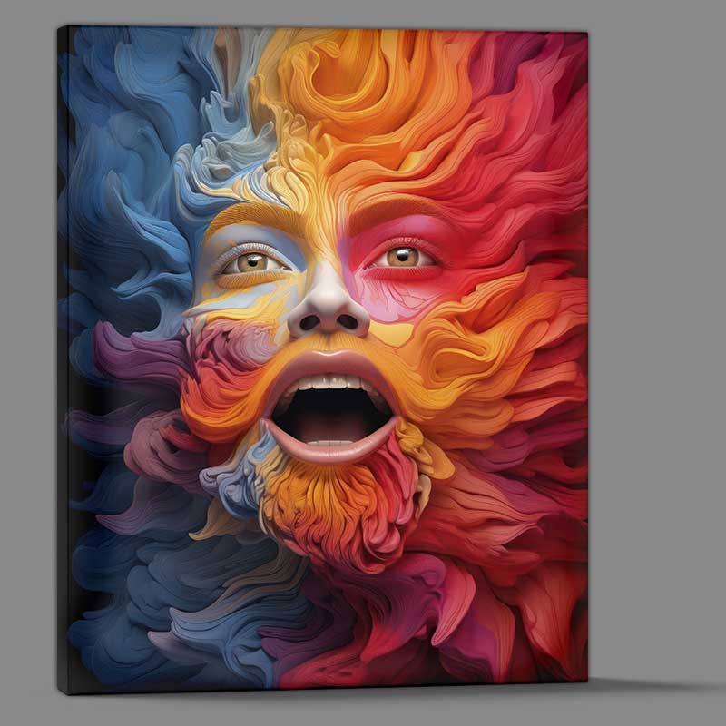 Buy Canvas : (Whimsical Colorplay colorful hairy face)