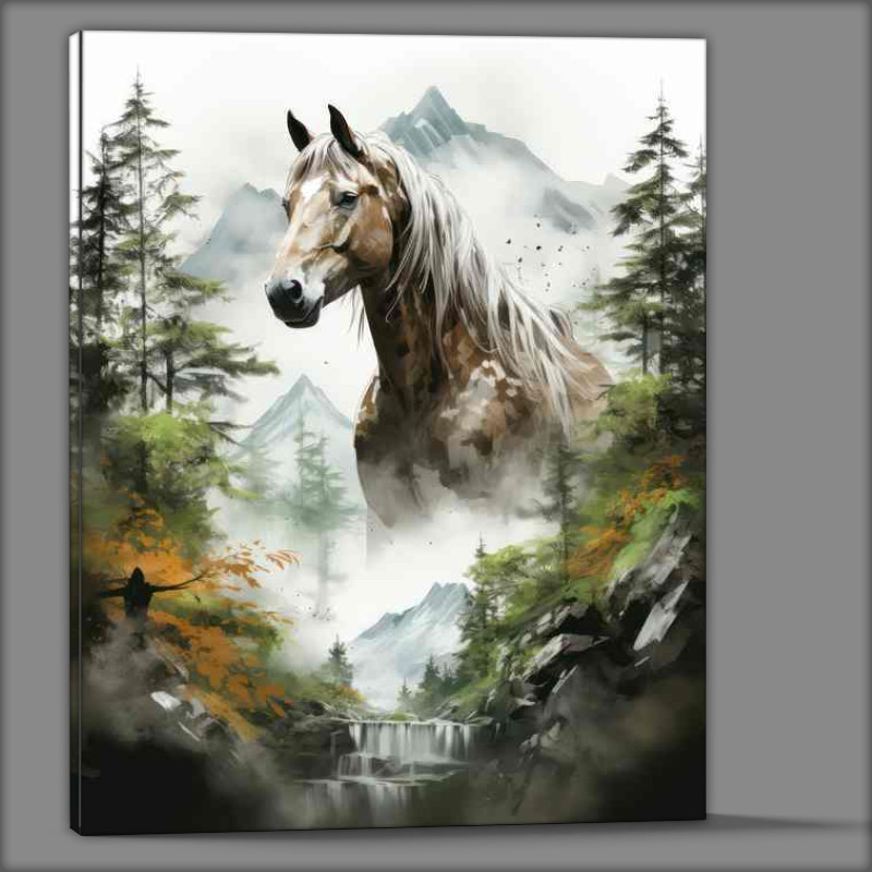 Buy Canvas : (The Thoughtful Art of A Hores In Double Exposure)