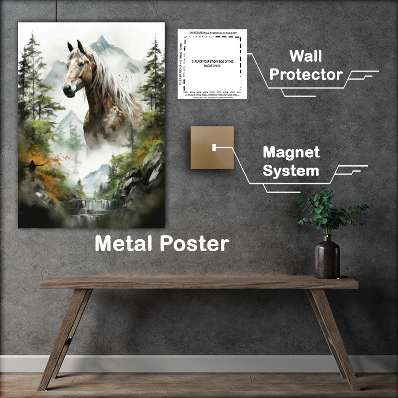Buy Metal Poster : (The Thoughtful Art of A Hores In Double Exposure)