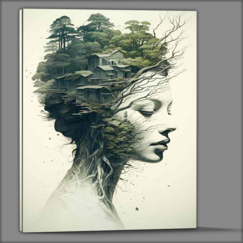 Buy Canvas : (Twin Visions Enigmatic Double Exposure Forestscapes)