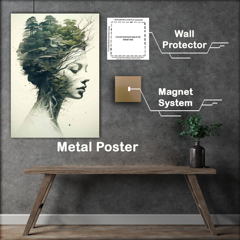 Buy Metal Poster : (Twin Visions Enigmatic Double Exposure Forestscapes)