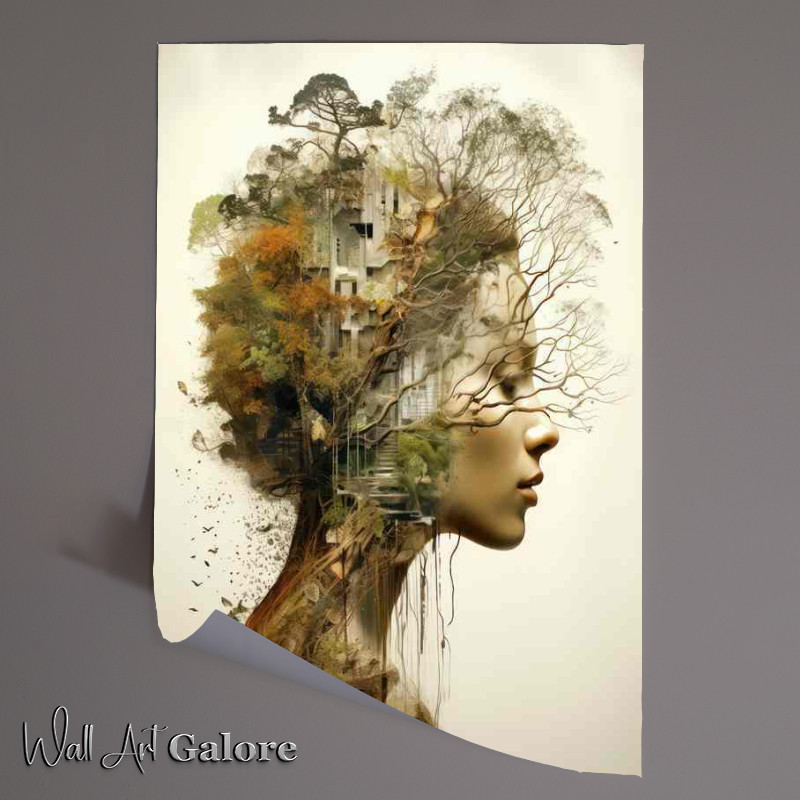 Buy Unframed Poster : (Womans Head Enigmatic Double Exposure)