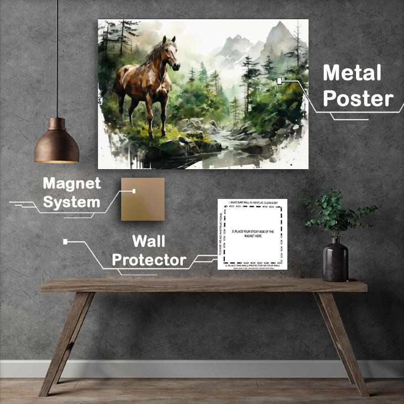 Buy Metal Poster : (A Horse Elegant Wilderness Refined)