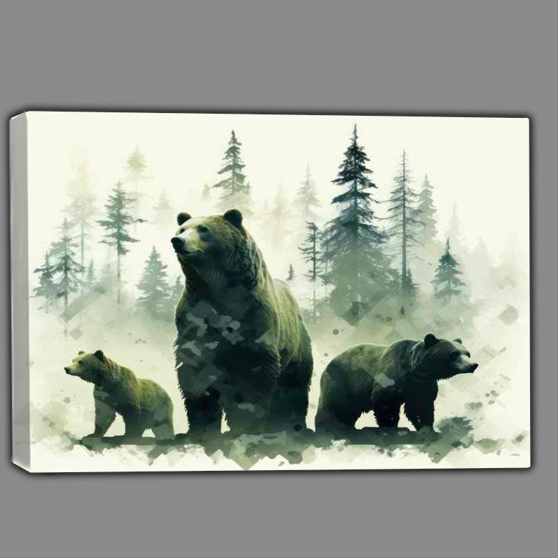 Buy Canvas : (Silhouette of Solitude Bear in the Wild)