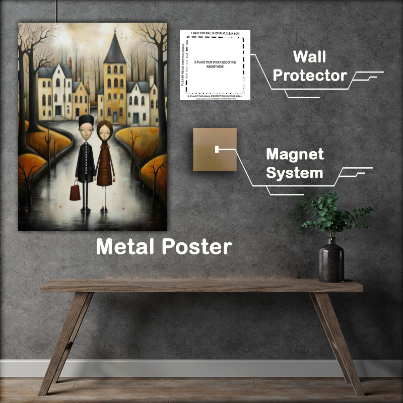 Buy Metal Poster : (Dreamy Village Scenes Pastel Artwork Collection)