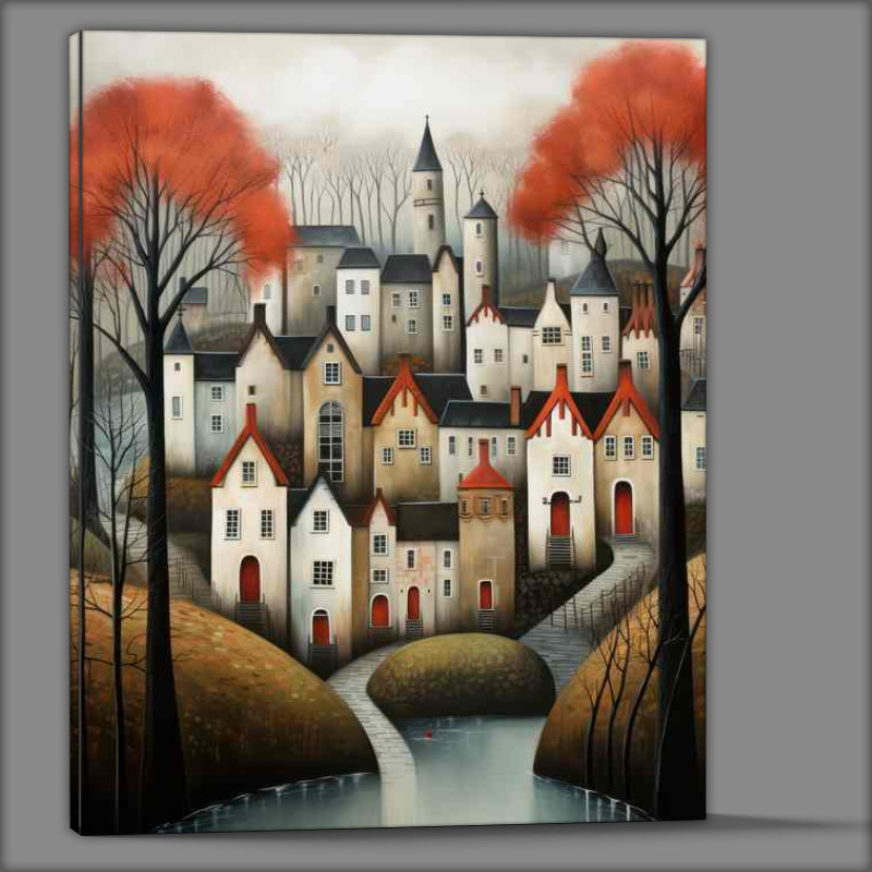 Buy Canvas : (Soft Village Streets Artful Whimsy)