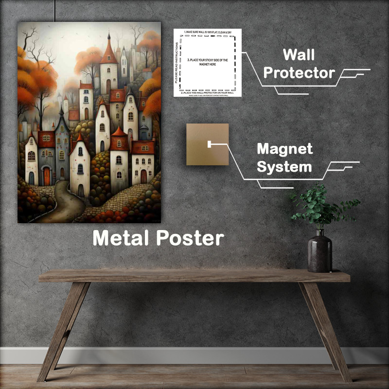 Buy Metal Poster : (Whimsical Wonderland Village Delights)