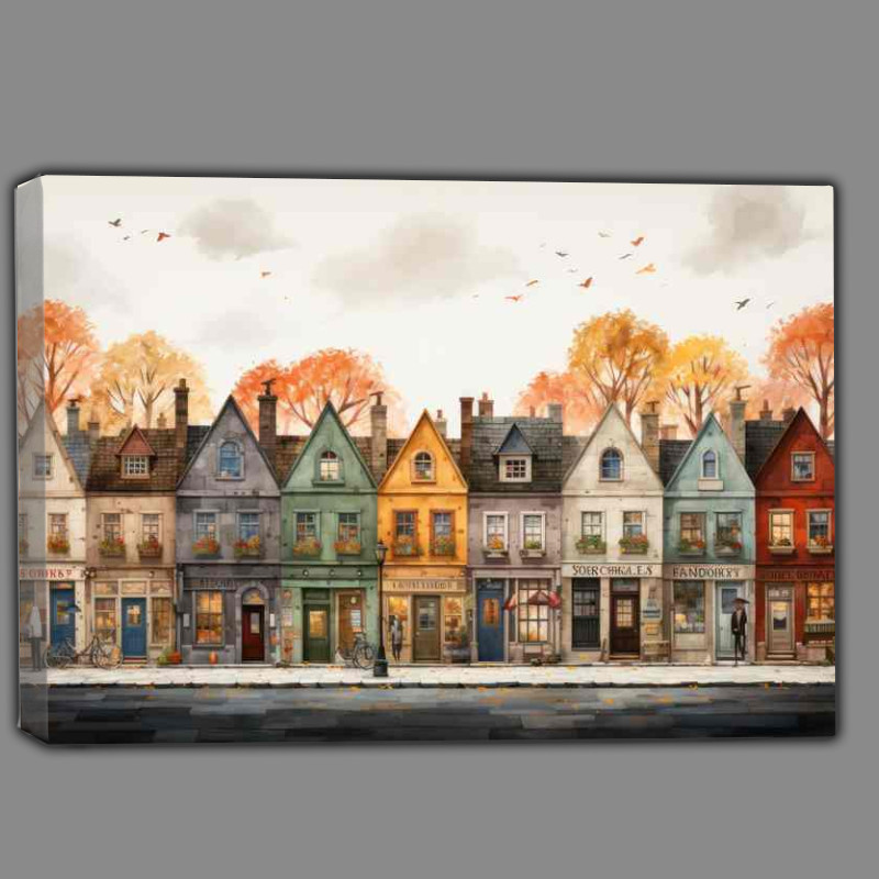 Buy Canvas : (Artful Village Whimsy on Every Corner)