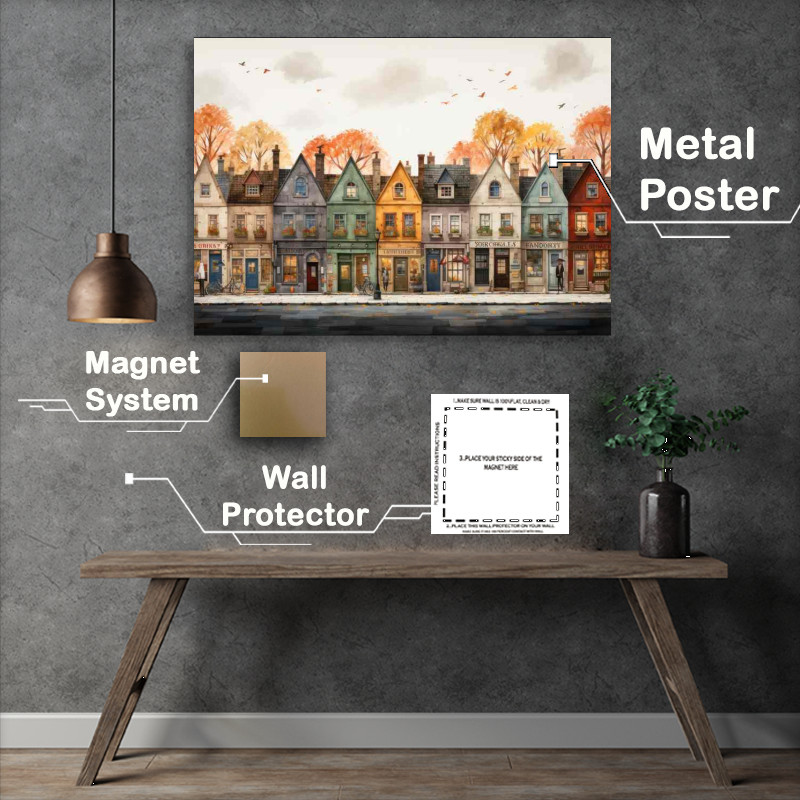 Buy Metal Poster : (Artful Village Whimsy on Every Corner)