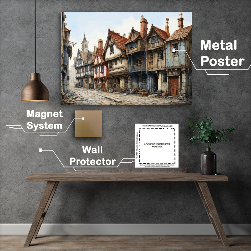 Buy Metal Poster : (Charming Village Rainbow Colours Shine Bright)