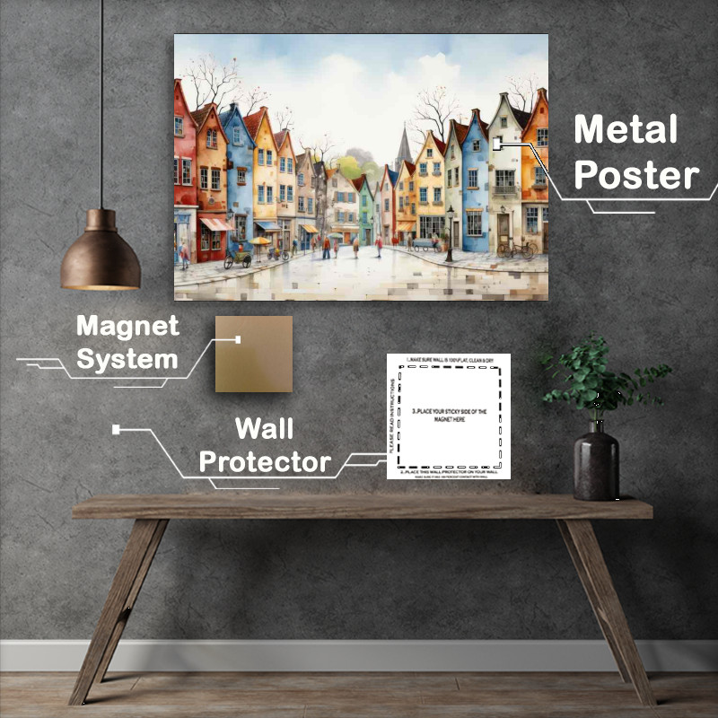 Buy Metal Poster : (Charming Whimsy Colourful Village Adventures)