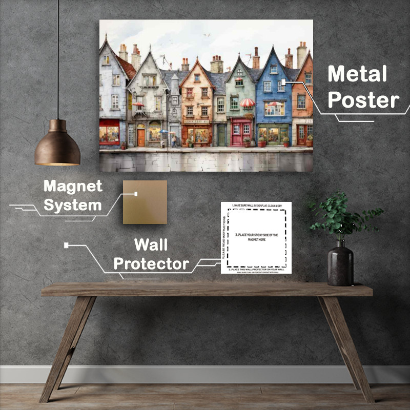 Buy Metal Poster : (Charming Whimsy Vibrant Village Exploration)
