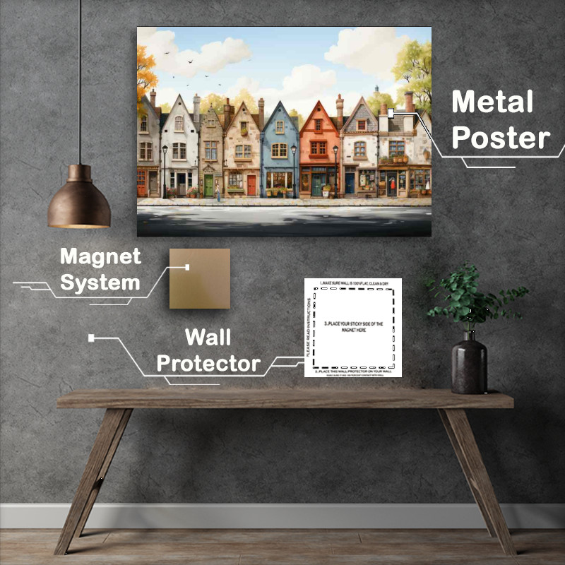 Buy Metal Poster : (Chroma Village Vibrant World of Whimsy)