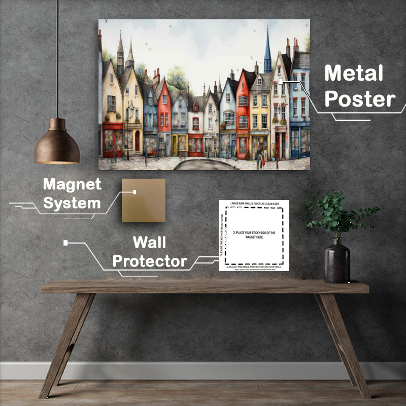 Buy Metal Poster : (Colourful Streets Whimsical Village Adventures)