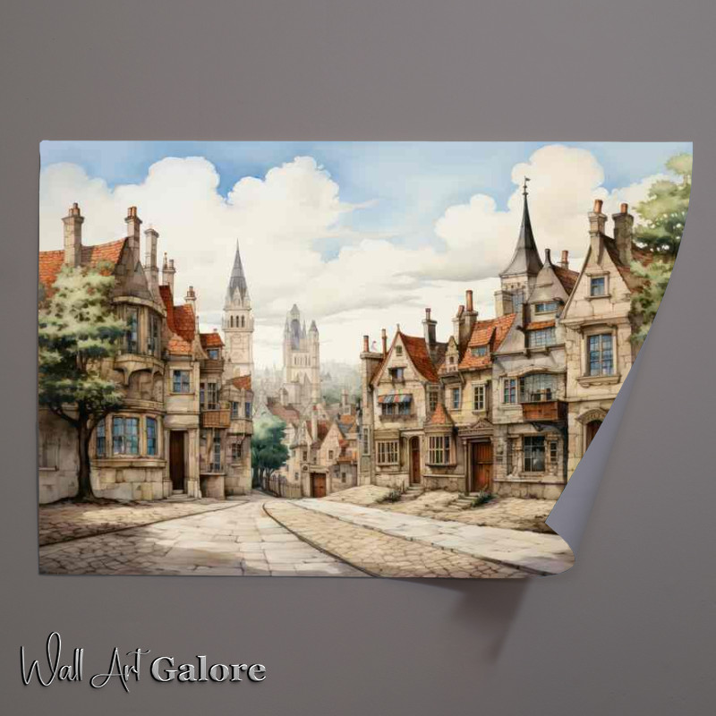 Buy Unframed Poster : (Dreamy Village Scene Art)
