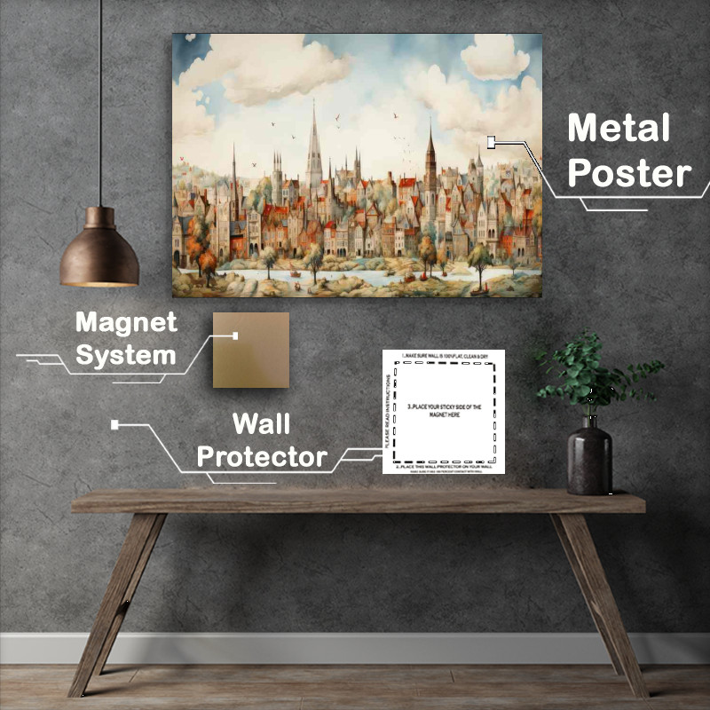 Buy Metal Poster : (Enchanted Village Colourful Tales Revealed)