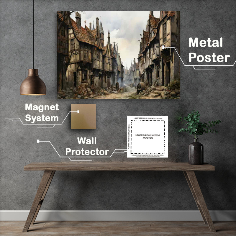 Buy Metal Poster : (Enchanted Village Quirky Fantasy)