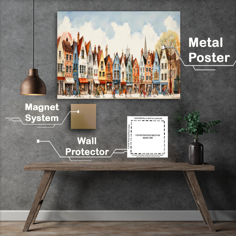 Buy Metal Poster : (Fairy Tale Hues in a Colourful Village)