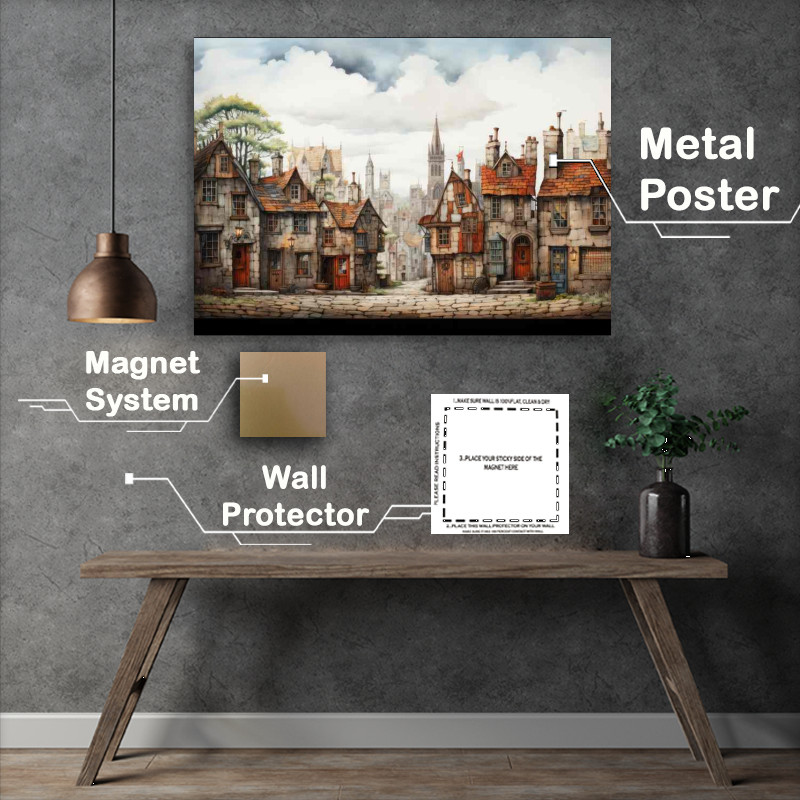 Buy Metal Poster : (Marketplace Magic in a Whimsical Village)