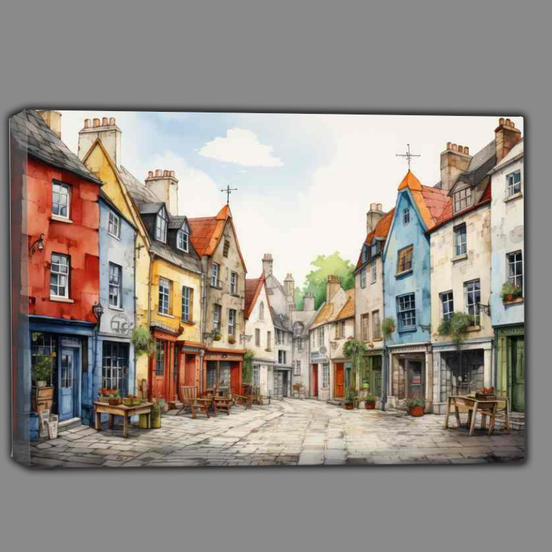 Buy Canvas : (Vibrant Village Charm Whimsy on Display)