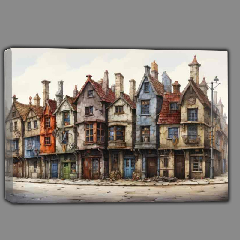Buy Canvas : (Vibrant Village Streets Artful Whimsy Displayed)