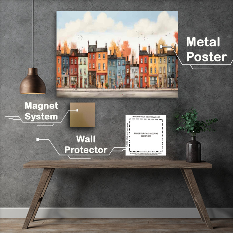 Buy Metal Poster : (Village Charms Whimsical Colours in Play)