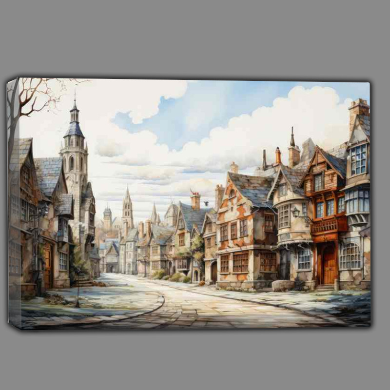 Buy Canvas : (Vivid Whimsy Quirky Village Exploration)