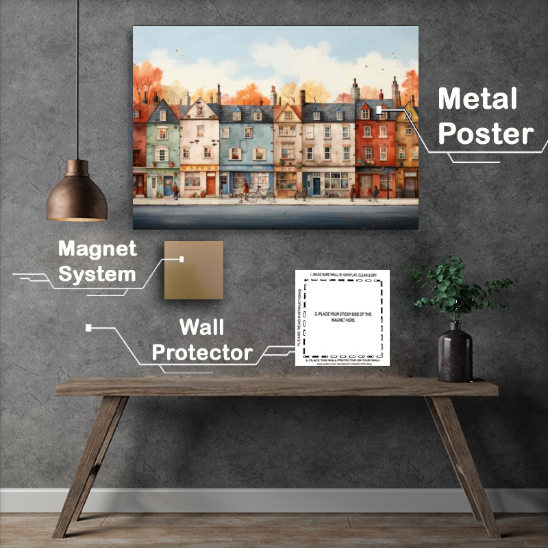 Buy Metal Poster : (Whimsical Village Dreams A Vibrant World)