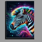 Buy Di-Bond : (A striking zebras head in neon digital art)