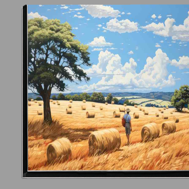 Buy Di-Bond : (Golden Serenity Rustic Fields of Hay Bales)