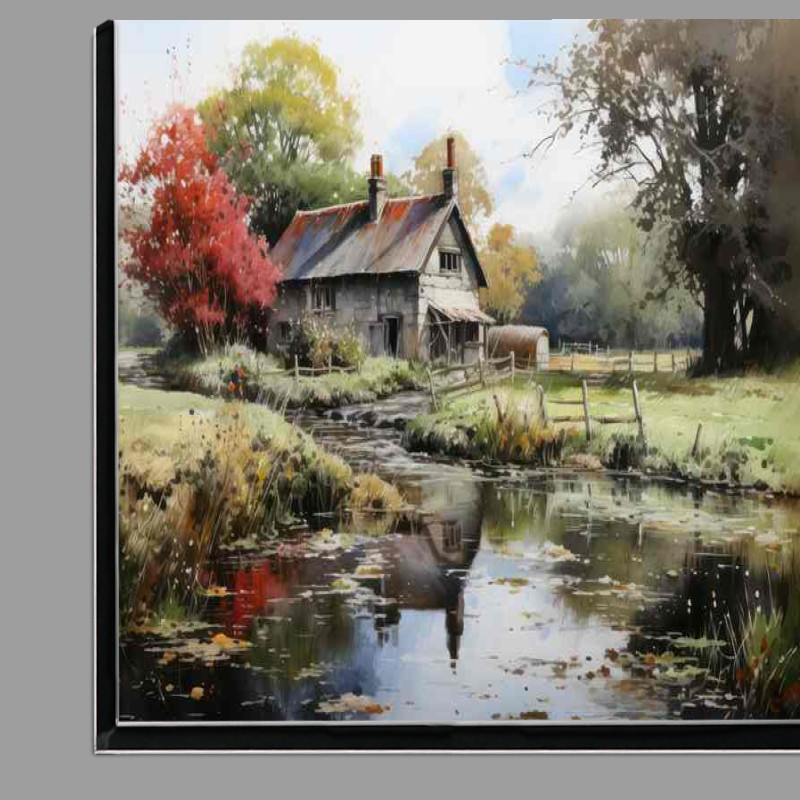 Buy Di-Bond : (Picturesque Tranquility River Flows Through Countryside)