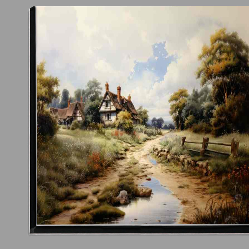 Buy Di-Bond : (Riverside Harmony Old charming cottage scene)