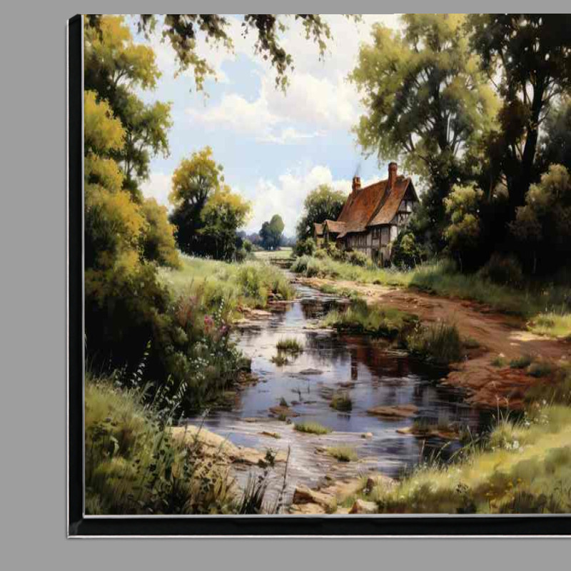 Buy Di-Bond : (Rustic Tranquility Old Cottage by River)