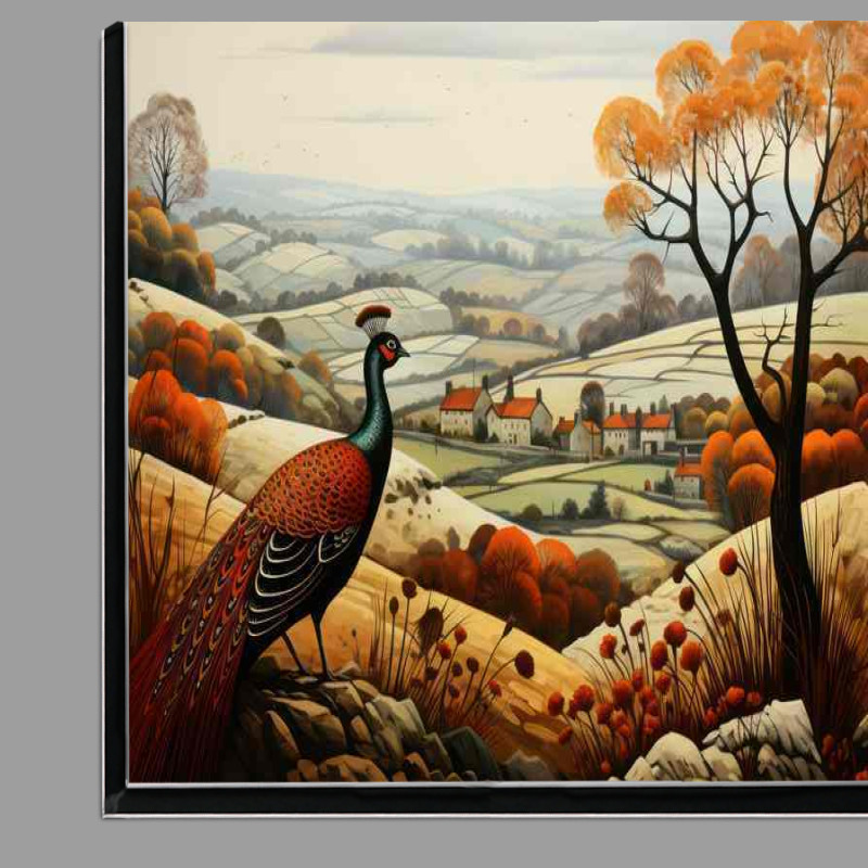 Buy Di-Bond : (Tranquil Countryside Pheasant in Rustic Elegance)