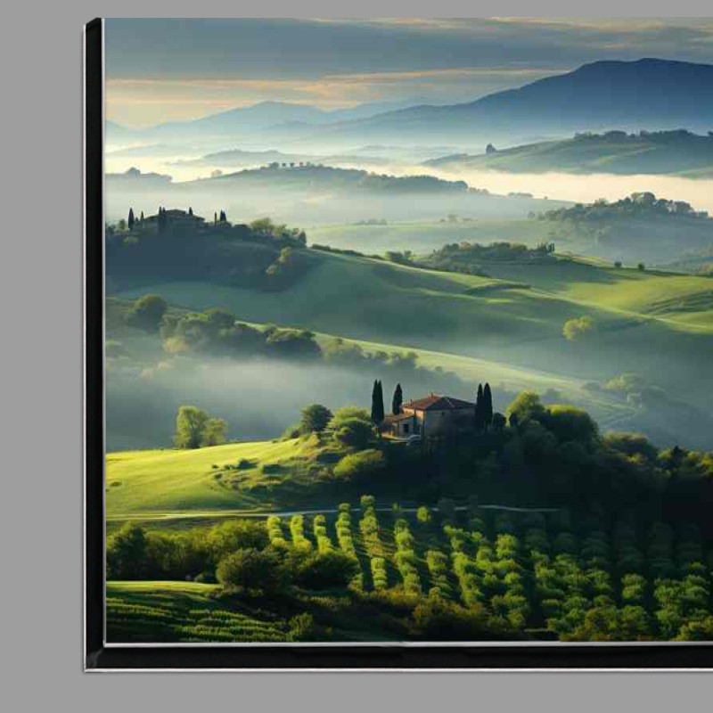 Buy Di-Bond : (Sunrise Over Tuscany Hills Artistic View)