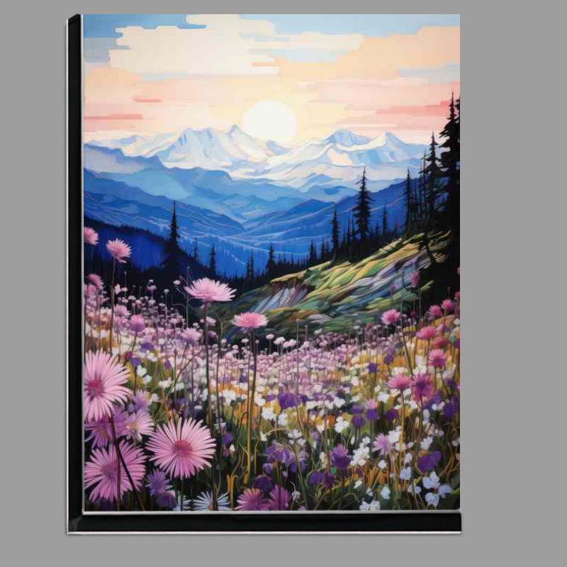 Buy Di-Bond : (Landscape Mountain With Array Of Purple Flowers)