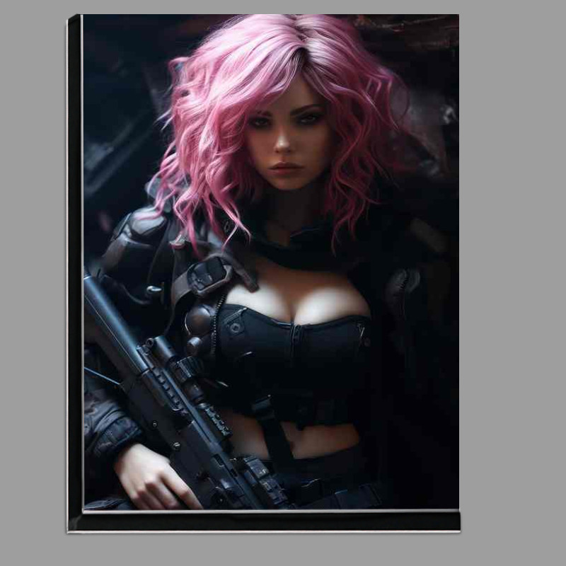 Buy Di-Bond : (Futuristic Rebel Girl with Pink Locks Armed)