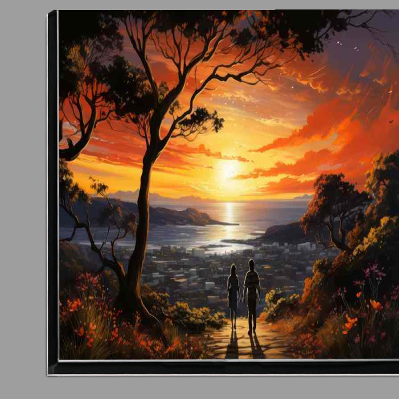 Buy Di-Bond : (Crimson Tranquility Evening Sun Sets Over Lake)