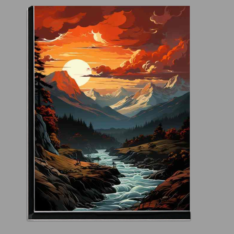Buy Di-Bond : (Crimson Harmony Sunset Dance on Mountain Silhouette)