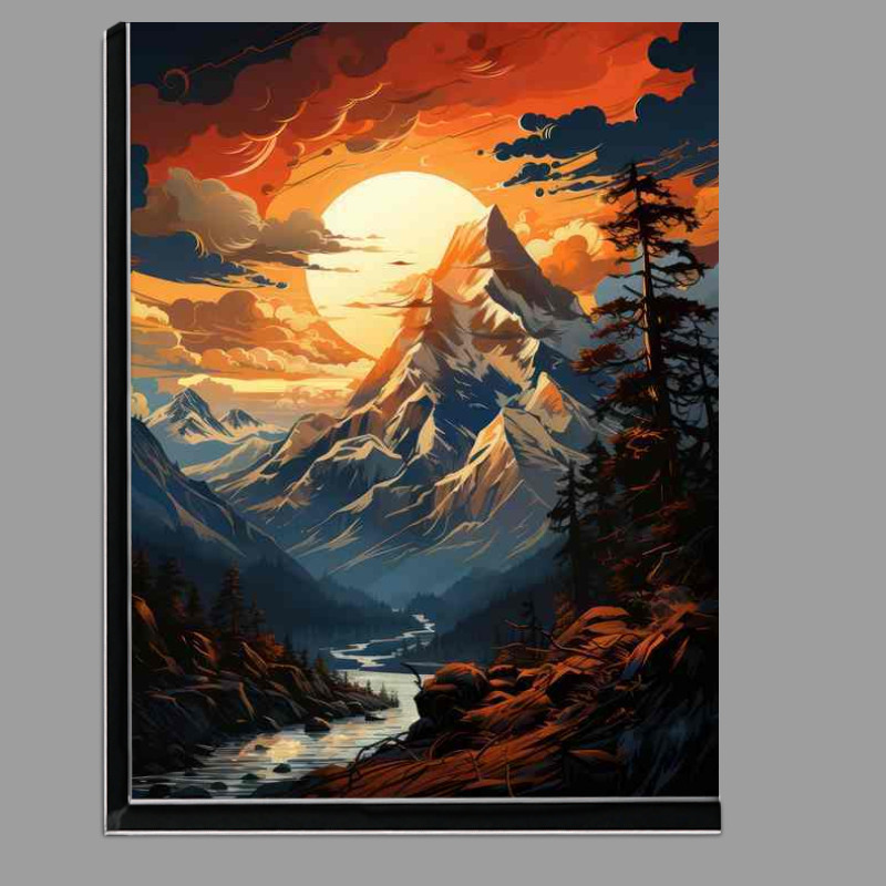 Buy Di-Bond : (Fiery Symphony Sunset Paints the Mountains Ablaze)