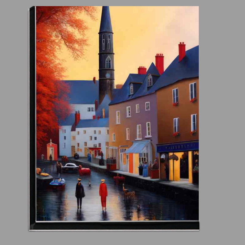 Buy Di-Bond : (Golden Hues Illuminate Tranquil Sunset Village)