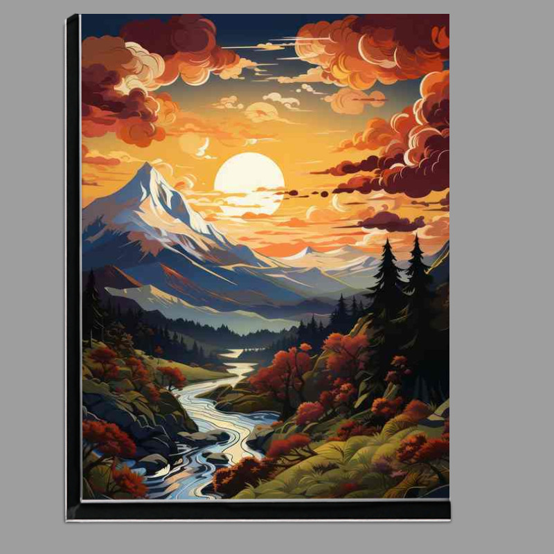 Buy Di-Bond : (Golden Symphony Sunset Over Mountains and River)