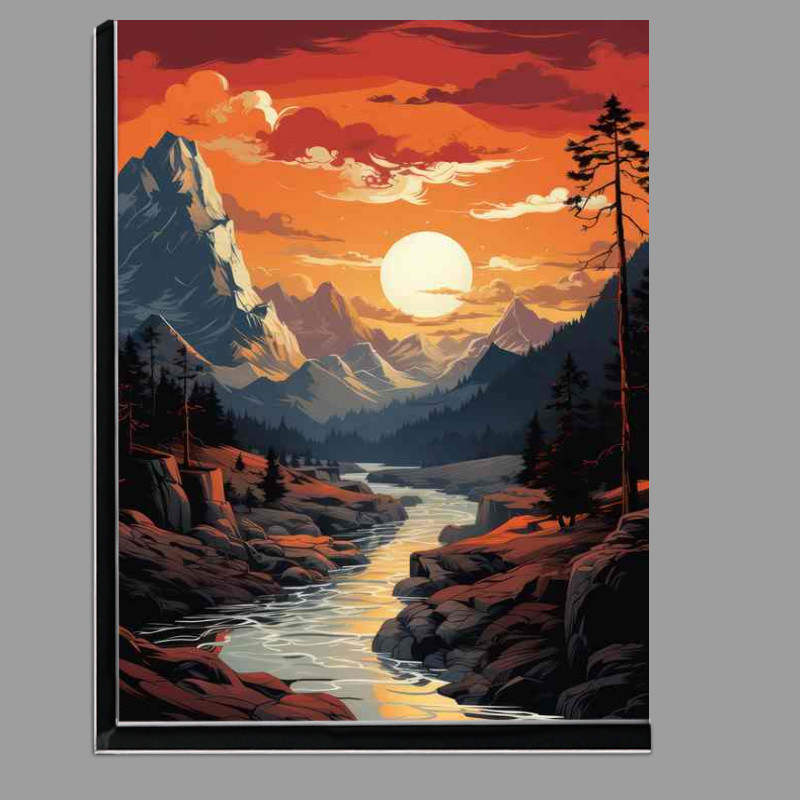 Buy Di-Bond : (Illuminated Peaks Sunset Lights the Mountain Canvas)