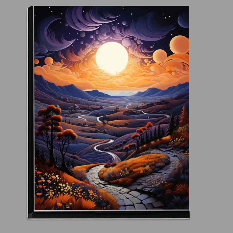 Buy Di-Bond : (Tranquil Illumination Moonlight Enhances Countryside Beauty)