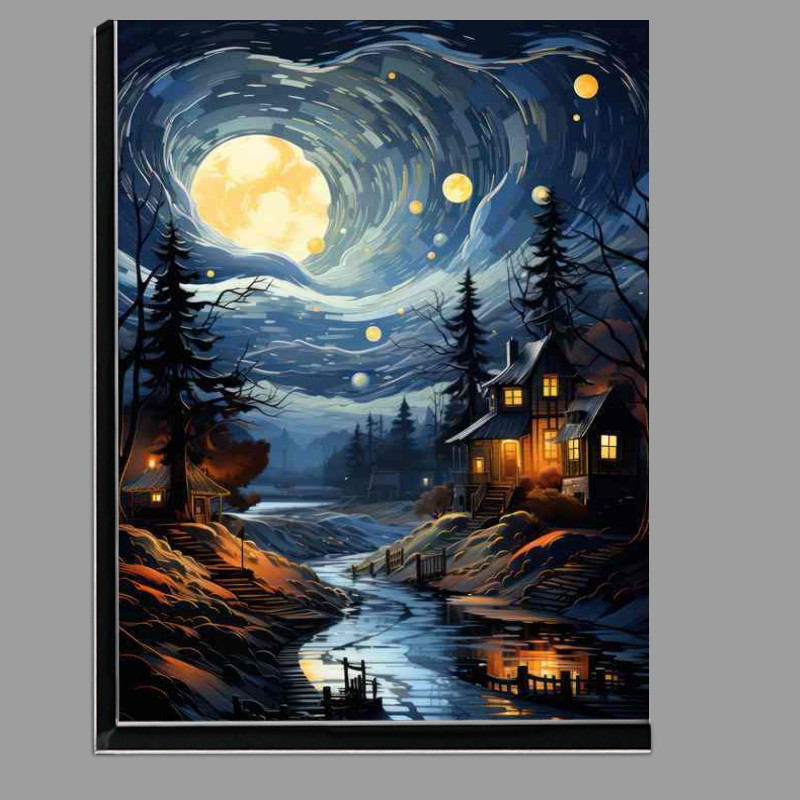 Buy Di-Bond : (Twinkling Tapestry Over the Tranquil Village Night)