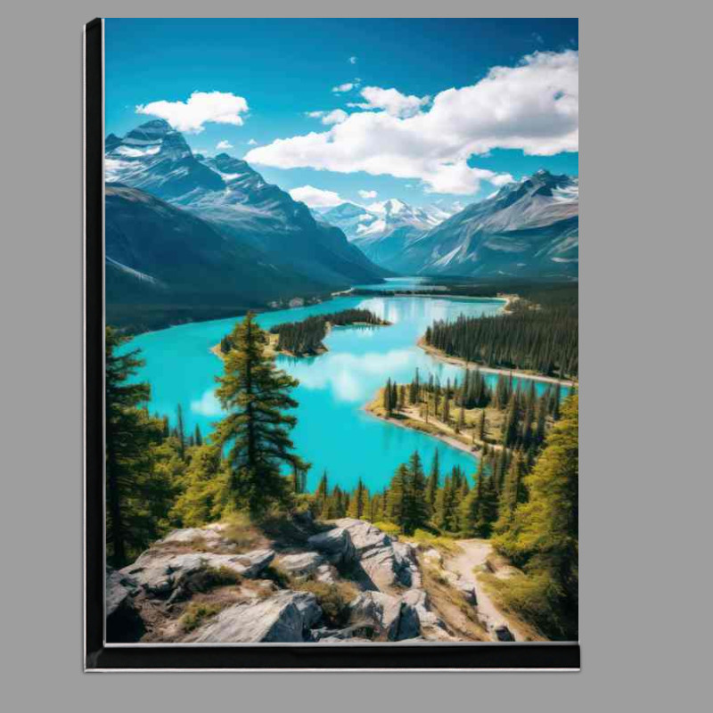 Buy Di-Bond : (A View Of Mountain Peaks And Turquoise lake)