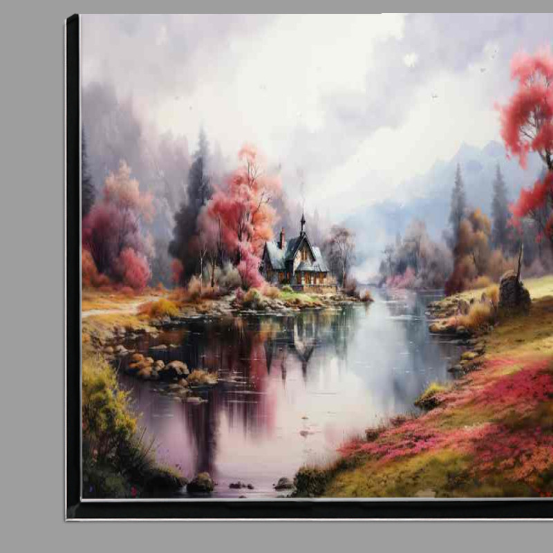 Buy Di-Bond : (Pink beauty of Cabin Near River)